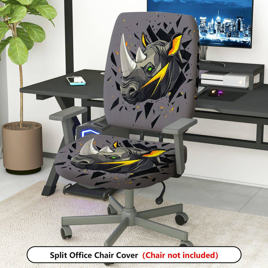 2-Piece Geometric Rhino Gray Artistic Stylish  Computer Chair Cover Set, Seat and Backrest