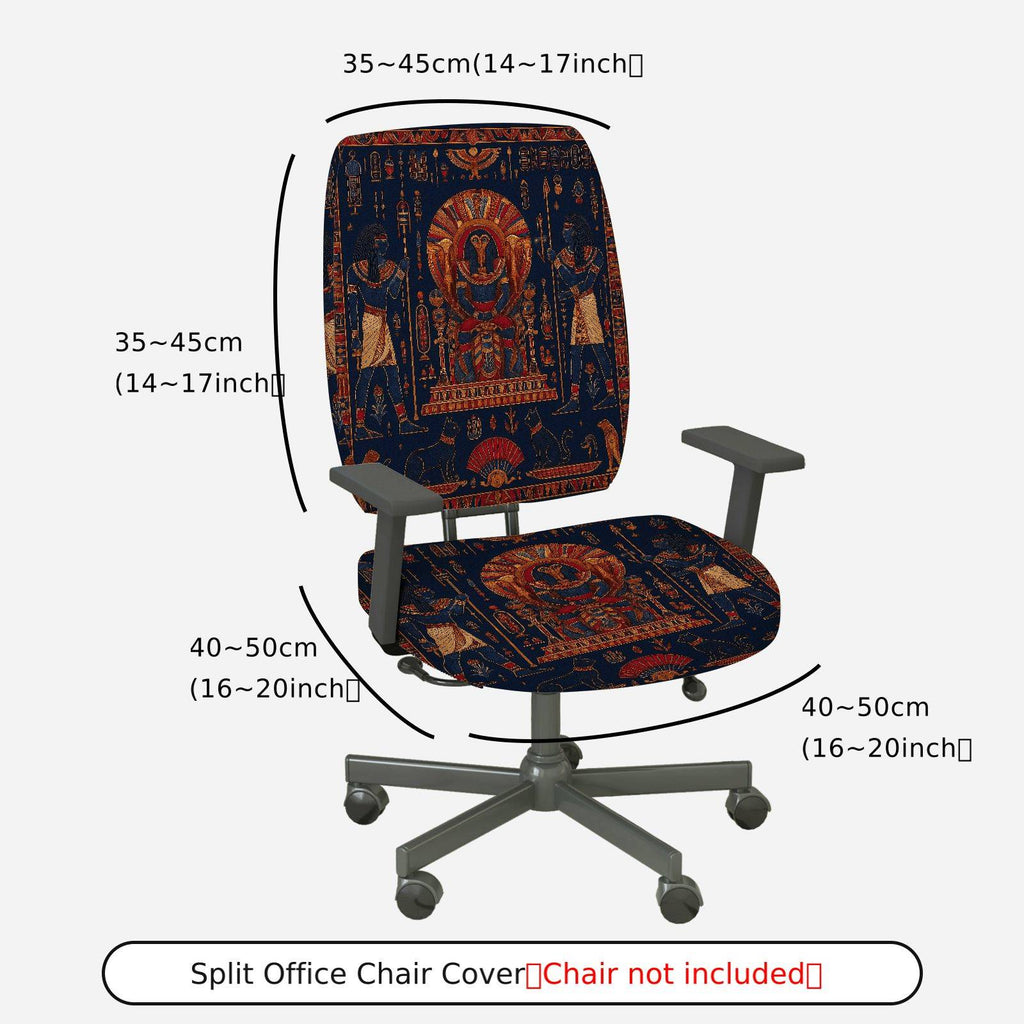 2-Piece Ancient Egyptian Pharaoh Hieroglyphs Decorative Art  Computer Chair Cover Set, Seat and Backrest