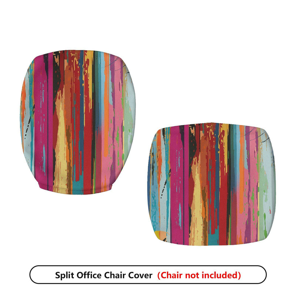 2-Piece Colorful Abstract Artistic Vibrant Striped Geometric  Computer Chair Cover Set, Seat and Backrest