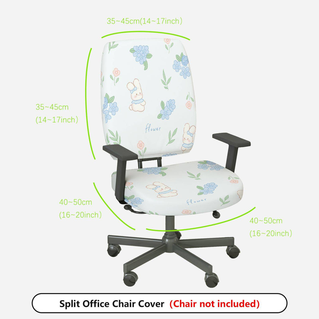 2-Piece Floral Pastel Cute Floral  Computer Chair Cover Set, Seat and Backrest