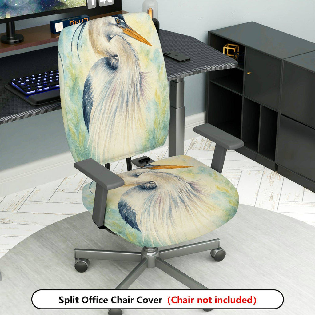 2-Piece Animal Bird Art Elegant Nature  Computer Chair Cover Set, Seat and Backrest