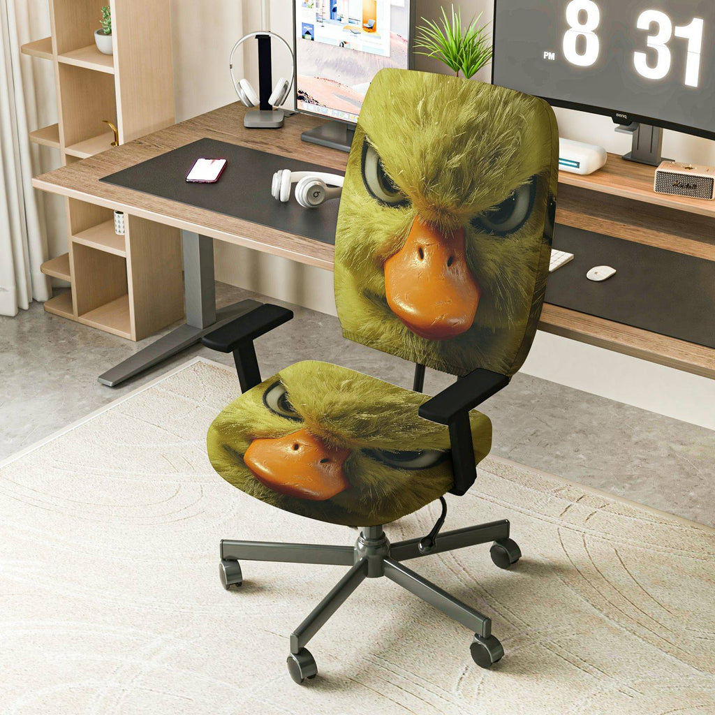 2-Piece Angry Duck Face Fun Unique Animal  Computer Chair Cover Set, Seat and Backrest