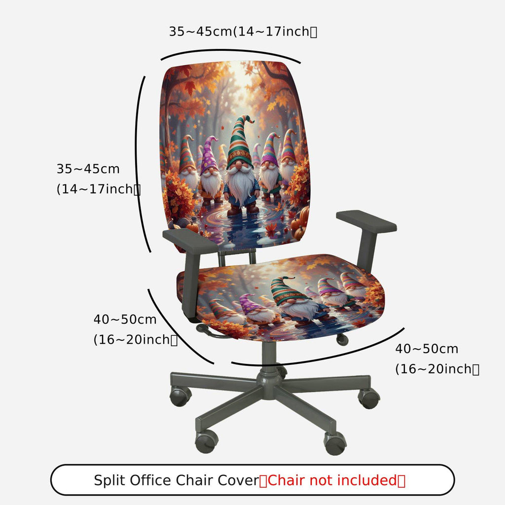 2-Piece Autumn Fairy Gnome Forest Pumpkin Seasonal  Computer Chair Cover Set, Seat and Backrest