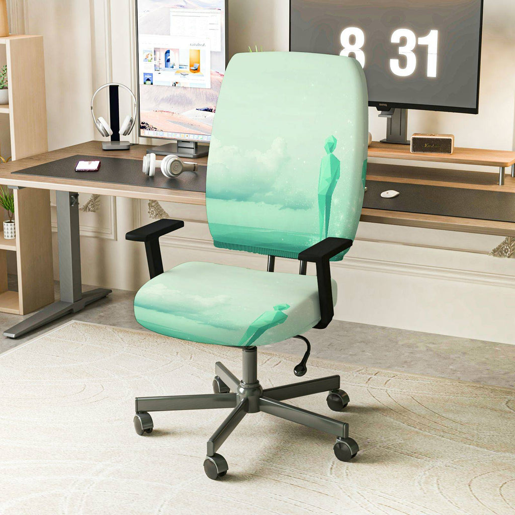 2-Piece Artistic Cloud Figure Pastel Abstract Modern  Computer Chair Cover Set, Seat and Backrest