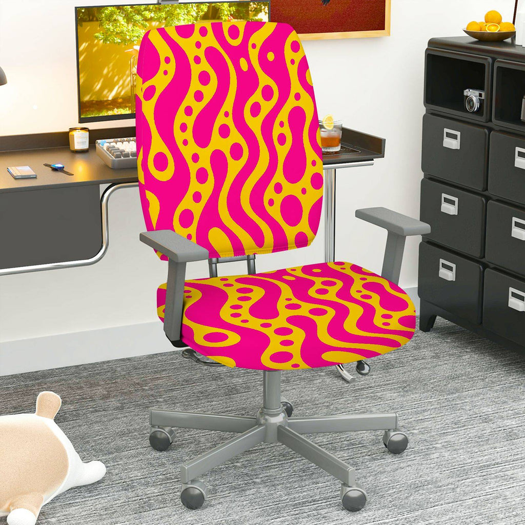 2-Piece Abstract Modern Colorful Vibrant Artistic  Computer Chair Cover Set, Seat and Backrest