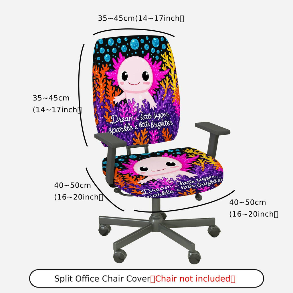 2-Piece Animal Inspirational Colorful Coral Bubble  Computer Chair Cover Set, Seat and Backrest