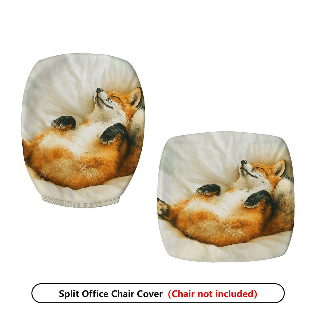 2-Piece Animal Fox Relaxing Cozy Printed  Computer Chair Cover Set, Seat and Backrest