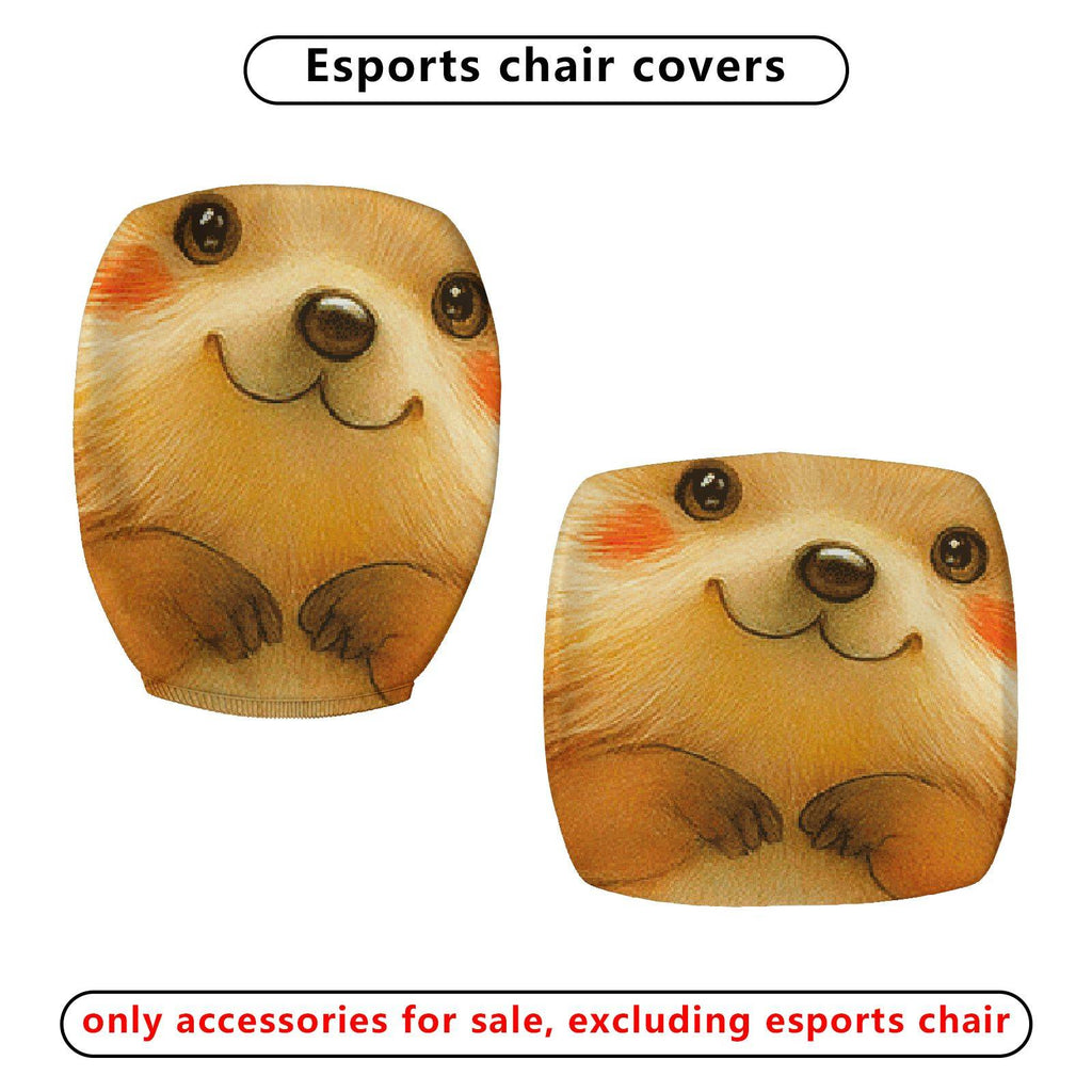 2-Piece Autumn Hedgehog Cute Animal Fall Leaves  Computer Chair Cover Set, Seat and Backrest