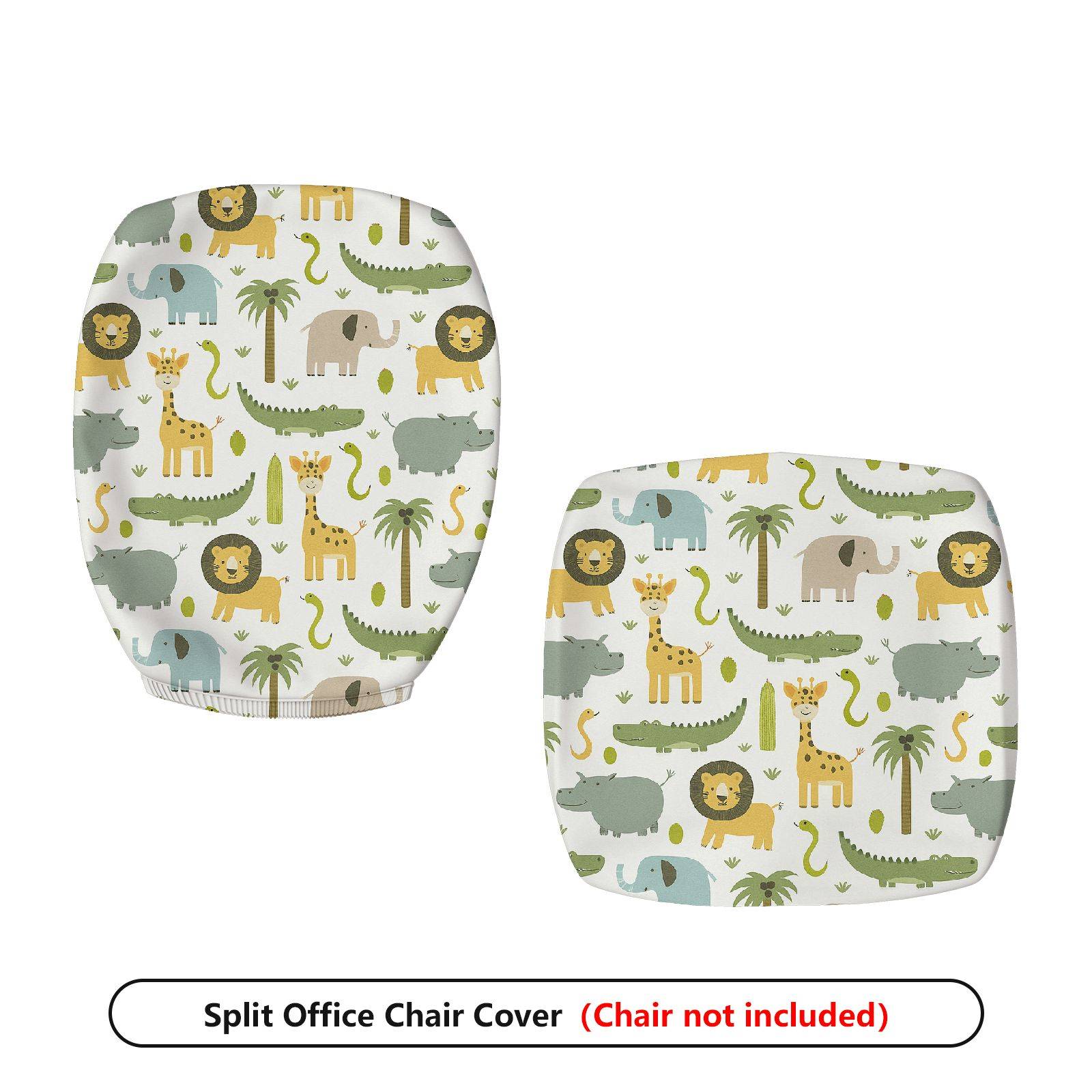 2-Piece Animal Safari Jungle Wildlife Nature  Computer Chair Cover Set, Seat and Backrest