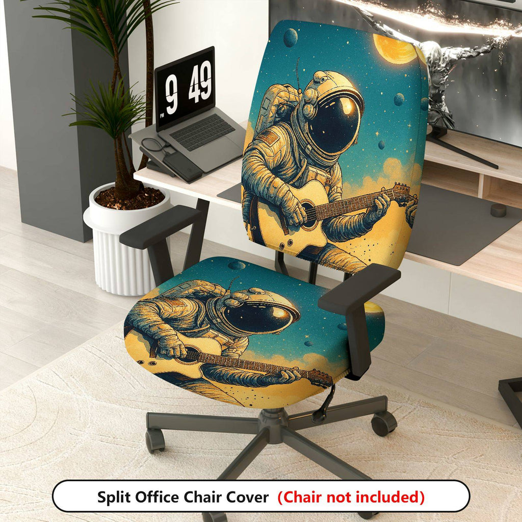2-Piece Astronaut Guitar Space Star Moon  Computer Chair Cover Set, Seat and Backrest