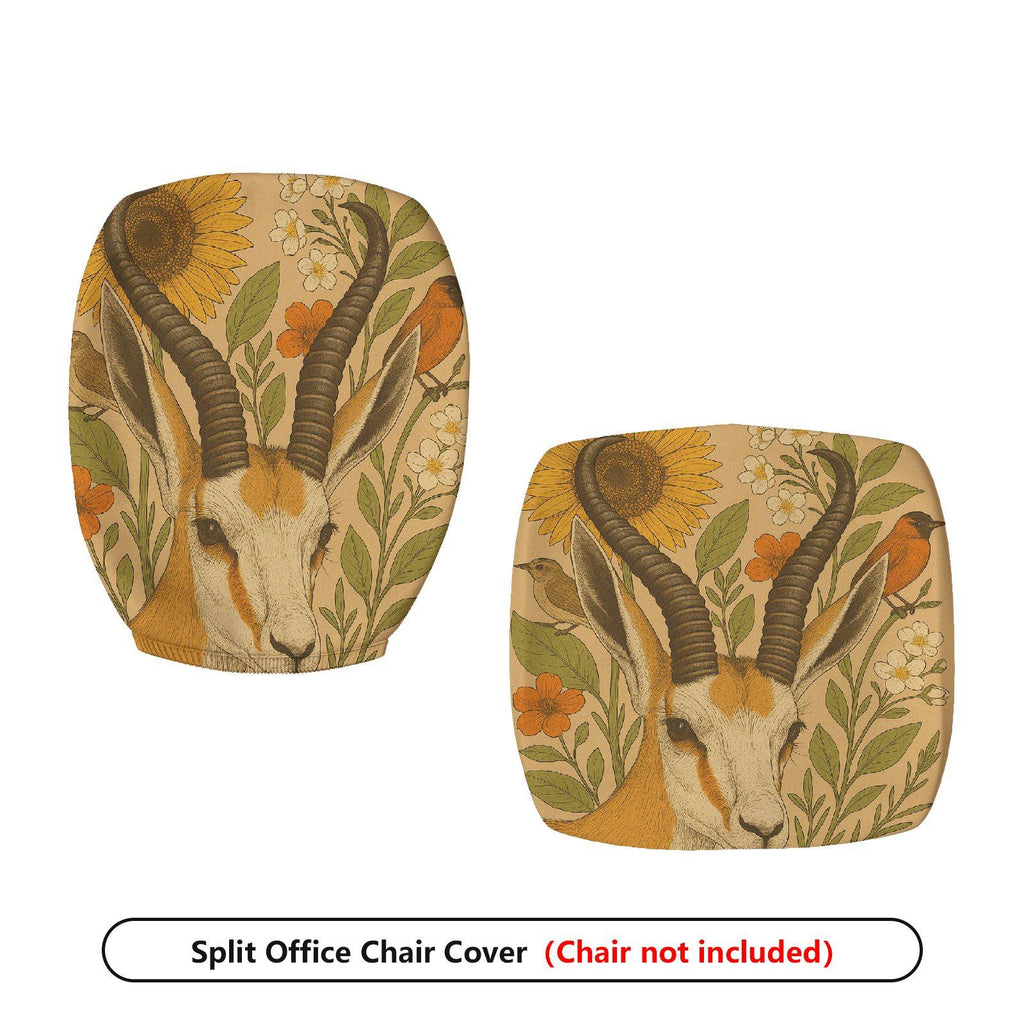 2-Piece Animal Floral Art Nature Vintage  Computer Chair Cover Set, Seat and Backrest