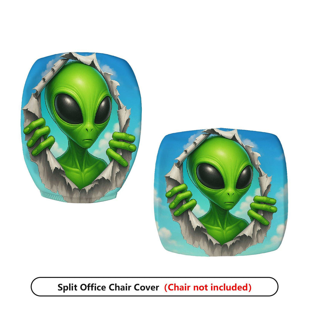 2-Piece Alien Sci-Fi Fun Creative Unique  Computer Chair Cover Set, Seat and Backrest