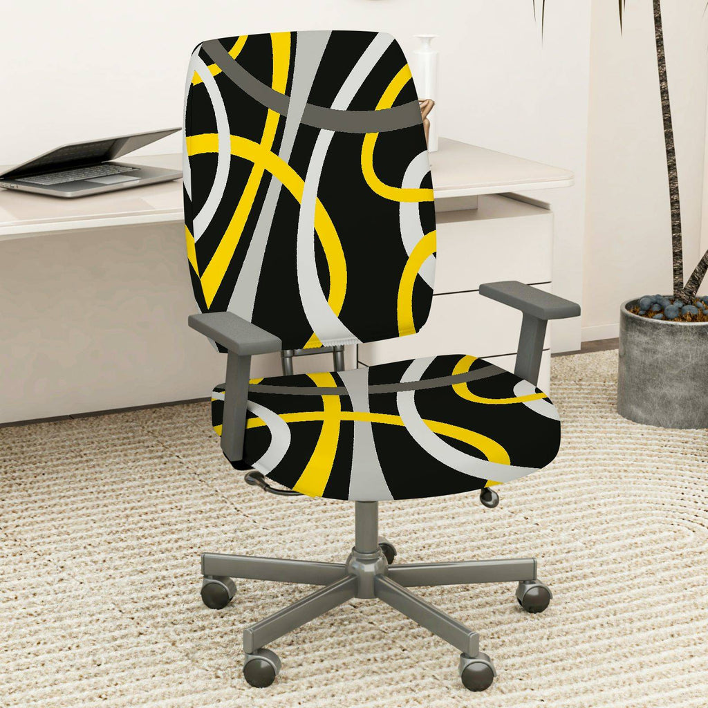 2-Piece Abstract Modern Geometric Pattern Artistic Design  Computer Chair Cover Set, Seat and Backrest