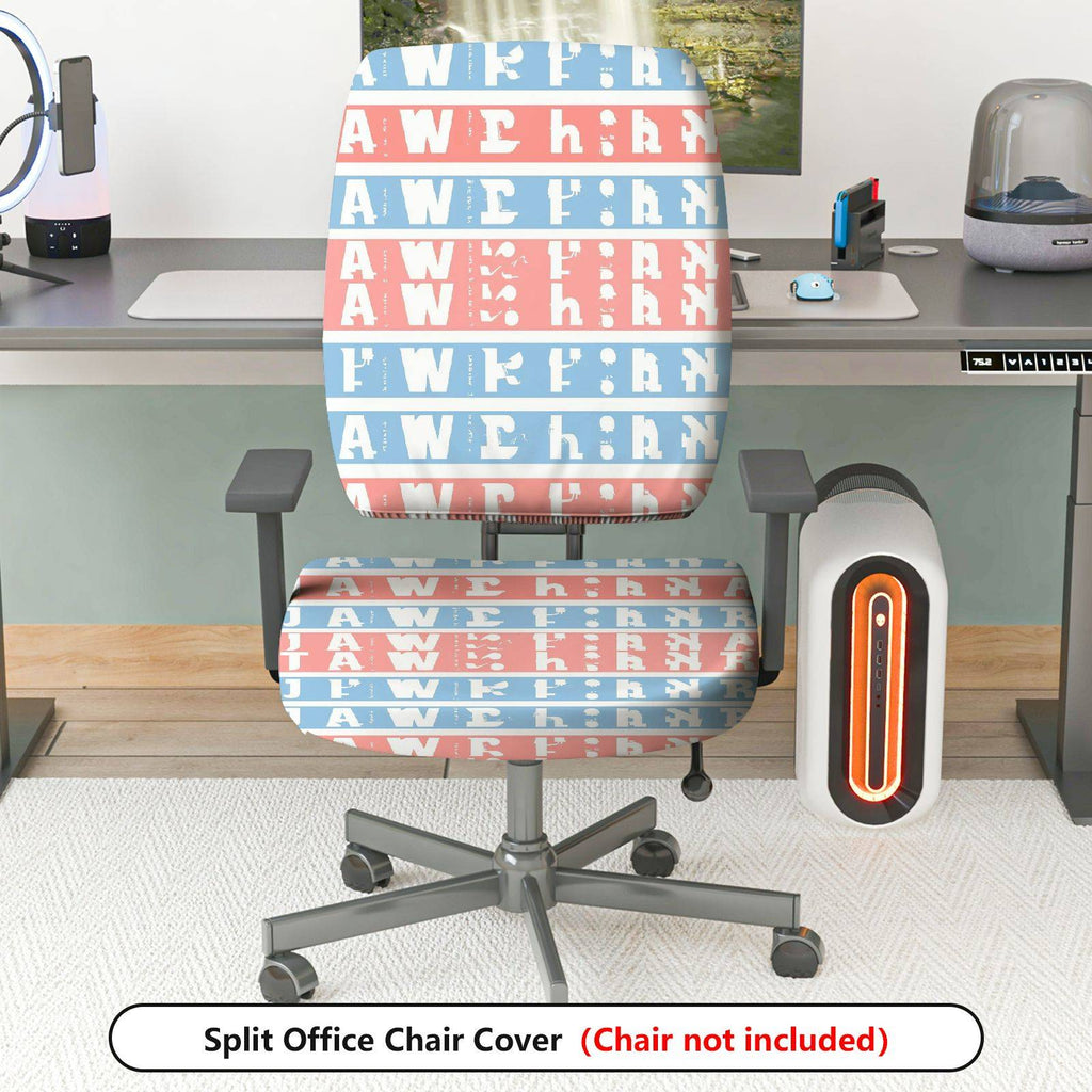 2-Piece American Flag Patriotic Red White Blue Letters Striped  Computer Chair Cover Set, Seat and Backrest
