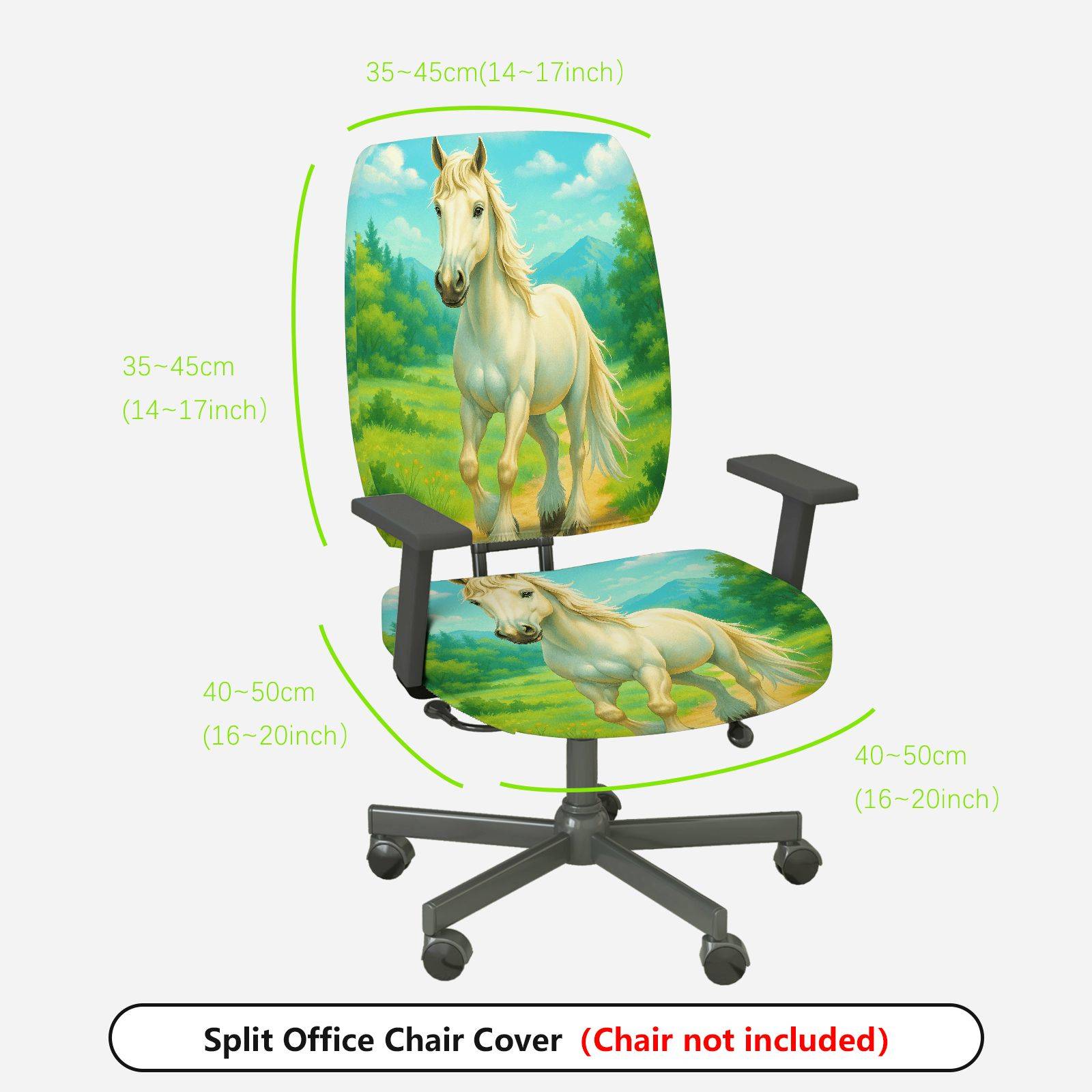 2-Piece Horse Nature Landscape Scenery Animal Art  Computer Chair Cover Set, Seat and Backrest