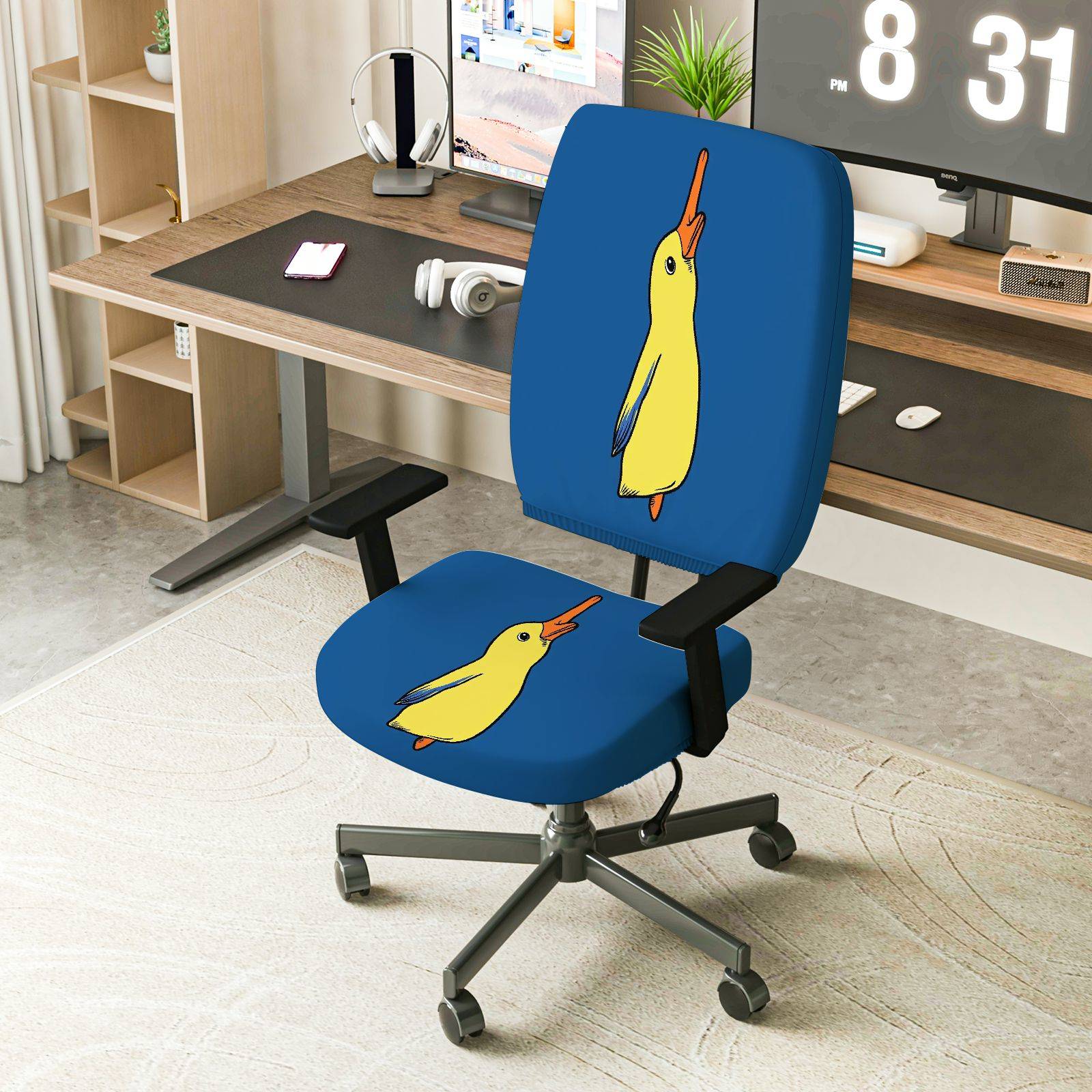 2-Piece Animal Fun Colorful Playful Cute  Computer Chair Cover Set, Seat and Backrest