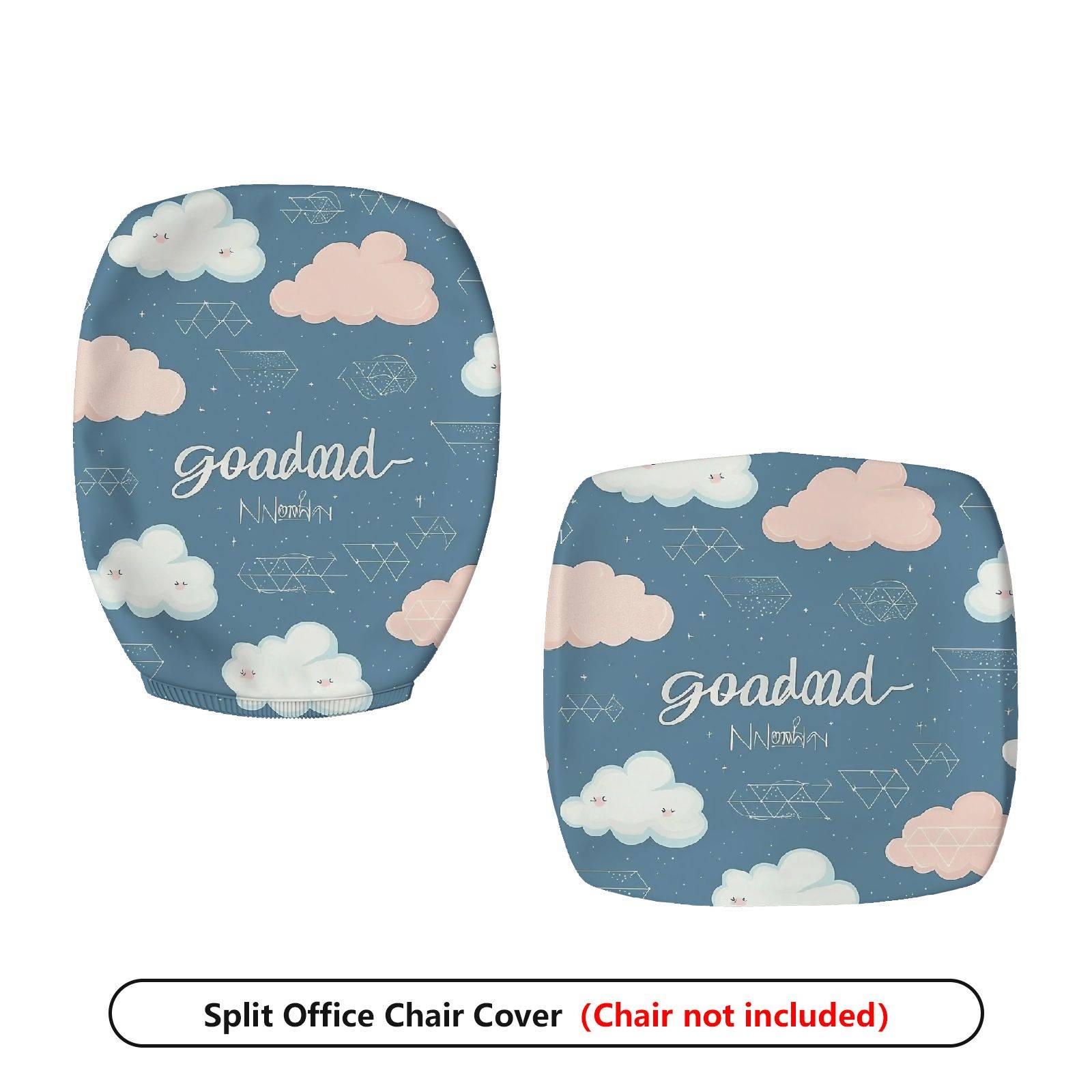 2-Piece Cute Cloud Sky Geometric  Computer Chair Cover Set, Seat and Backrest