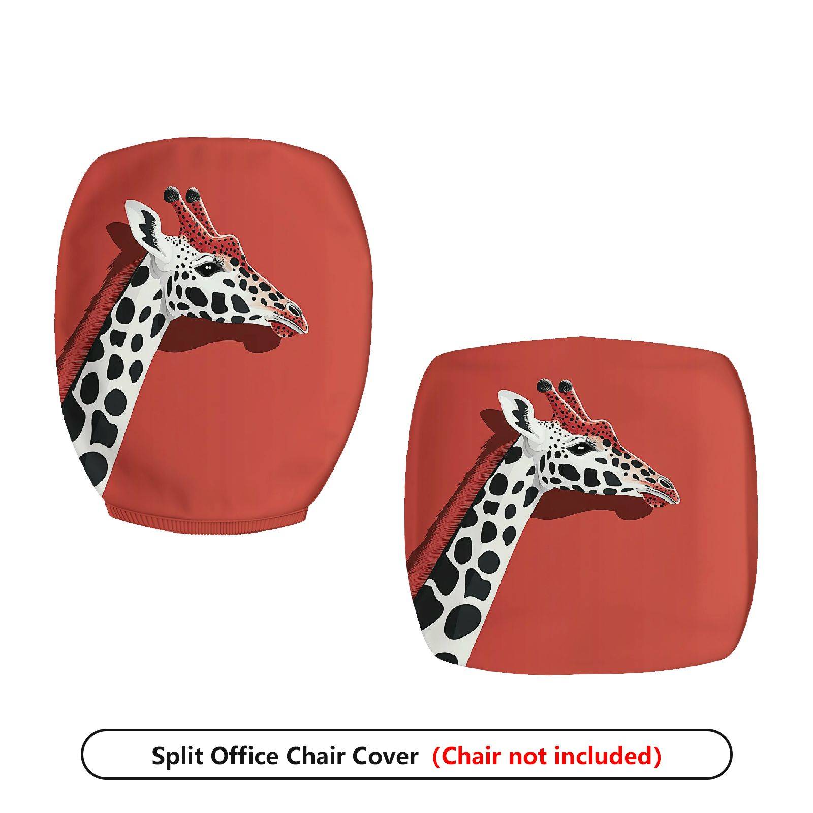 2-Piece Animal Giraffe Red Stylish Fun Home  Computer Chair Cover Set, Seat and Backrest