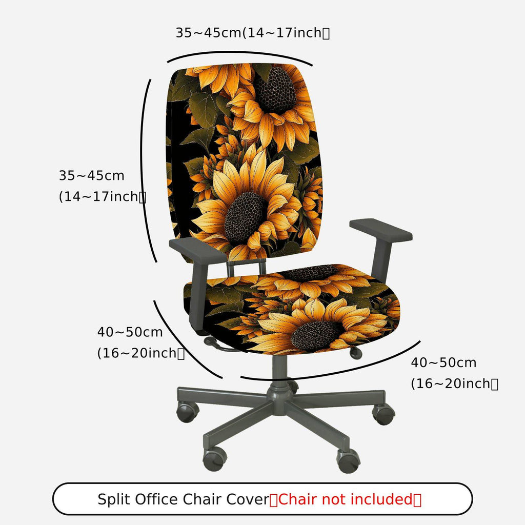 2-Piece sunflower floral pattern autumn sunburst yellow  Computer Chair Cover Set, Seat and Backrest