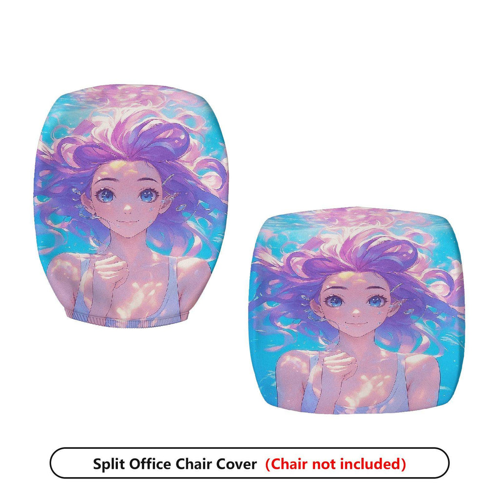 2-Piece Anime Fantasy Girl Colorful Art  Computer Chair Cover Set, Seat and Backrest
