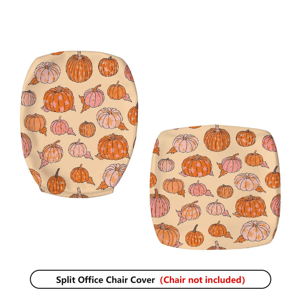 2-Piece Autumn Pumpkin Halloween Festival Thanksgiving Decorative  Computer Chair Cover Set, Seat and Backrest