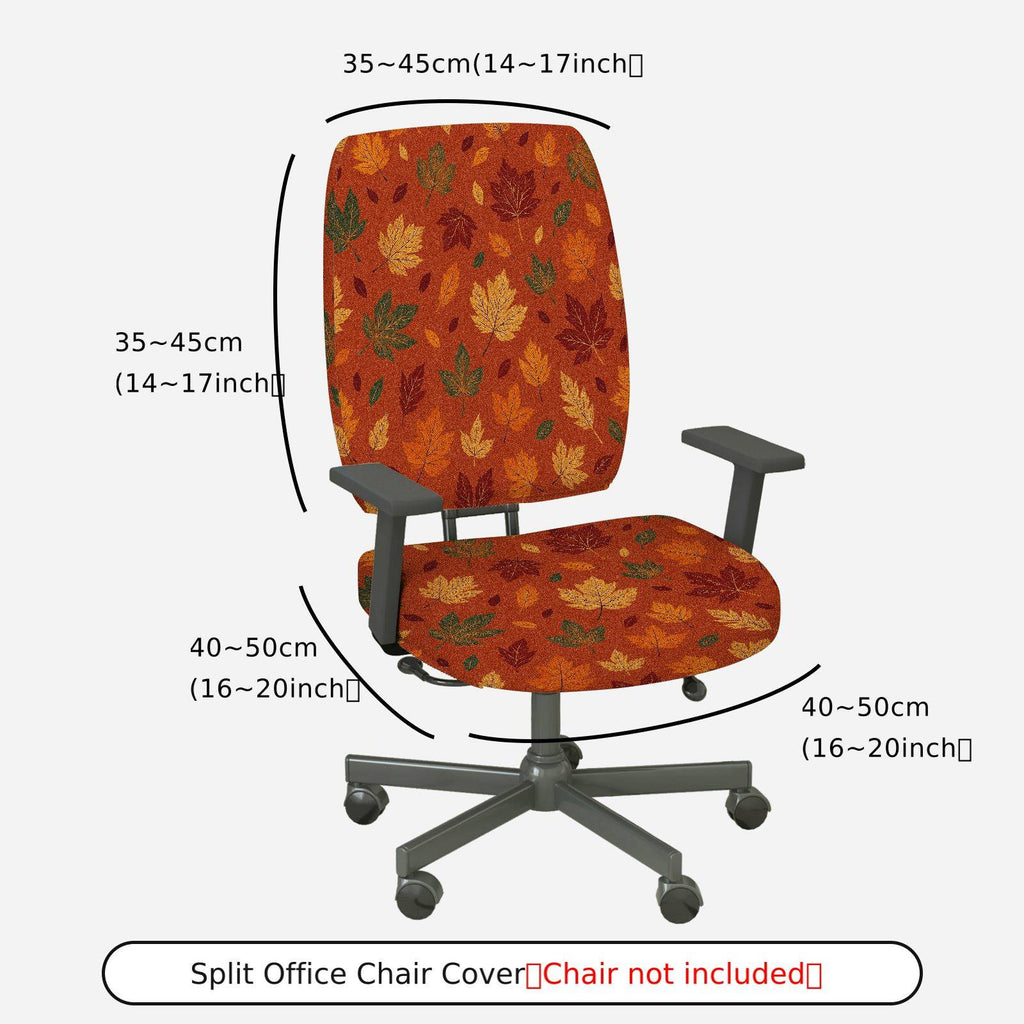 2-Piece Autumn Maple Leaf Pattern Decorative  Computer Chair Cover Set, Seat and Backrest