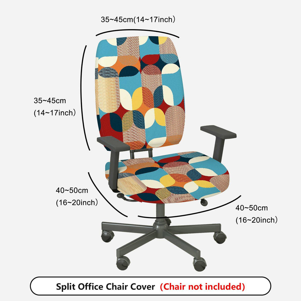 2-Piece Modern Colorful Geometric Pattern  Computer Chair Cover Set, Seat and Backrest