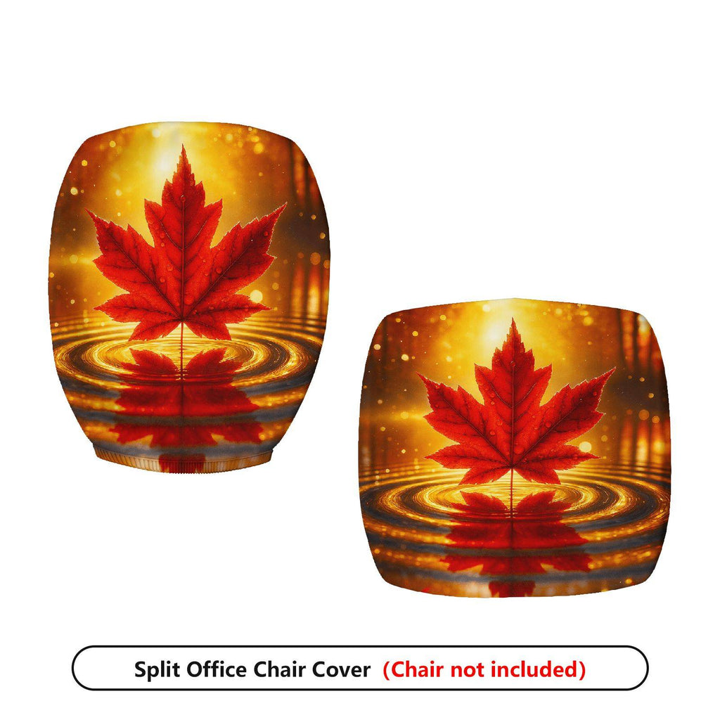2-Piece Autumn Maple Leaf Nature Festival Holiday Red  Computer Chair Cover Set, Seat and Backrest