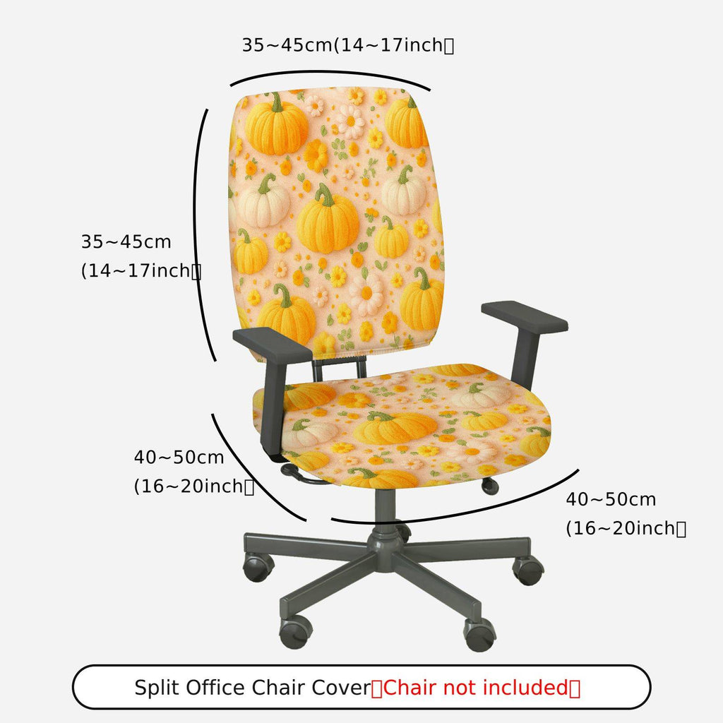 2-Piece Autumn Pumpkin Floral Thanksgiving Harvest  Computer Chair Cover Set, Seat and Backrest
