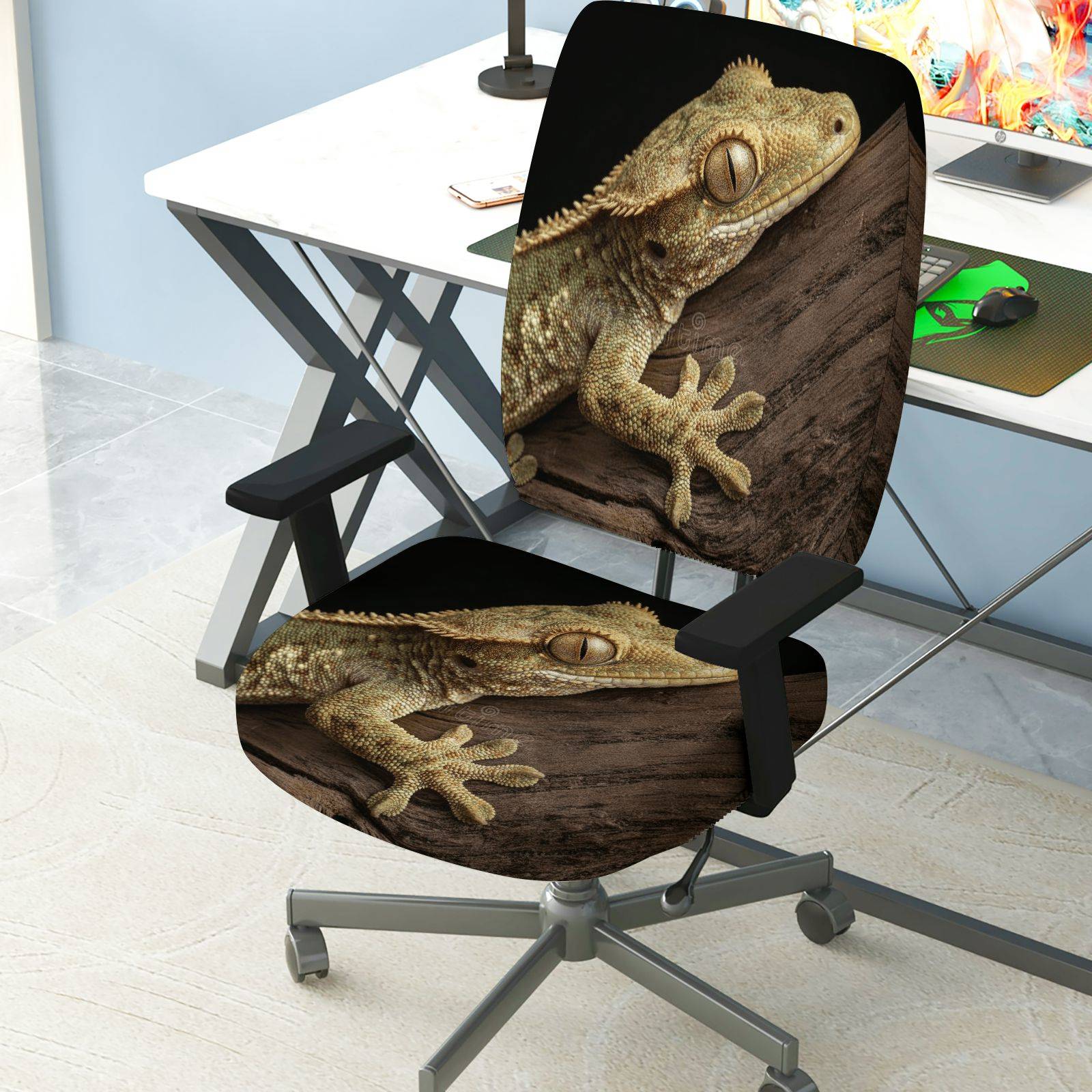 2-Piece Animal Nature Pattern Decorative  Computer Chair Cover Set, Seat and Backrest