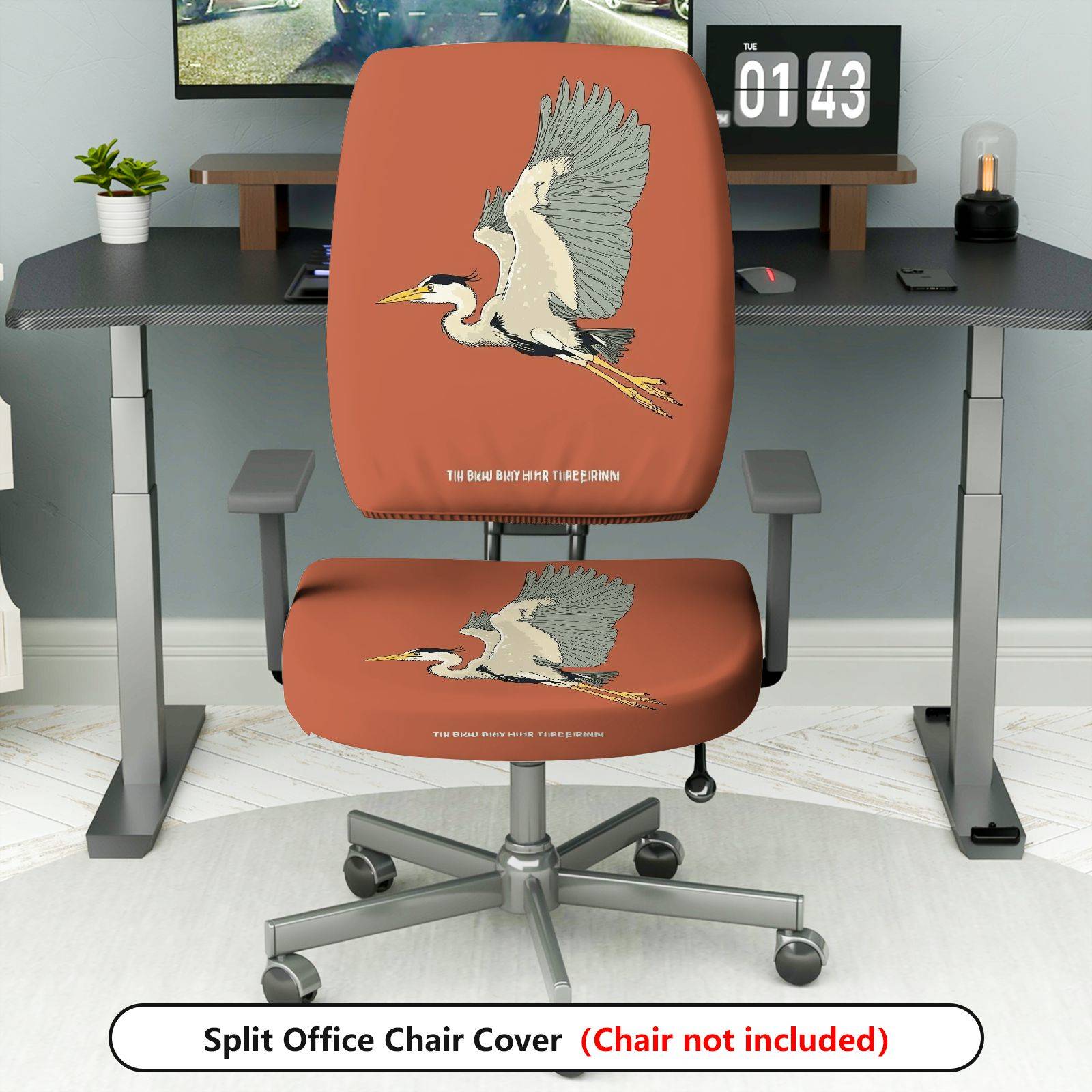 2-Piece Bird Animal Wildlife  Computer Chair Cover Set, Seat and Backrest