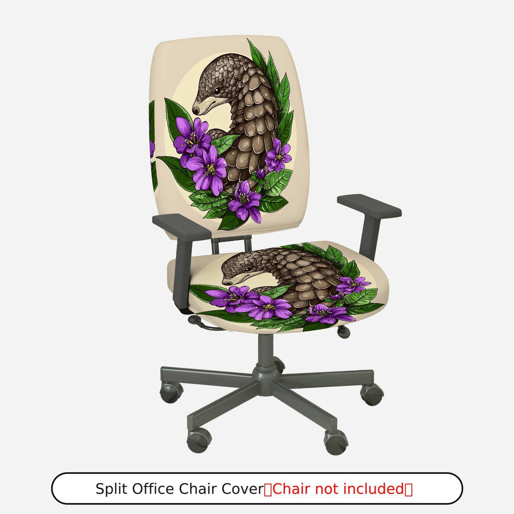 2-Piece Animal Floral Artistic Decorative  Computer Chair Cover Set, Seat and Backrest