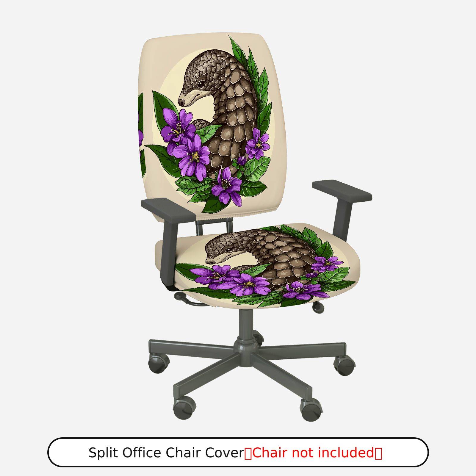 2-Piece Animal Floral Artistic Decorative  Computer Chair Cover Set, Seat and Backrest