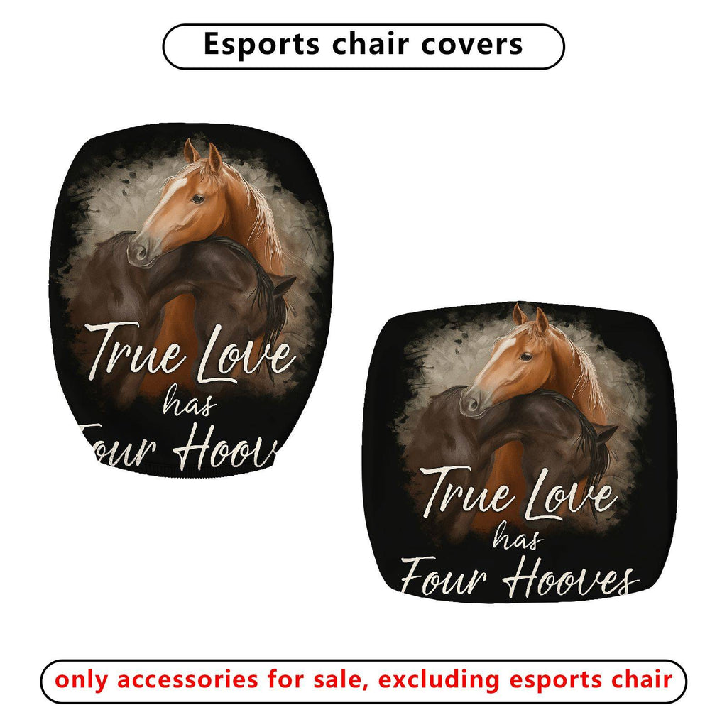 2-Piece Animal Horse Love Nature Decor  Computer Chair Cover Set, Seat and Backrest