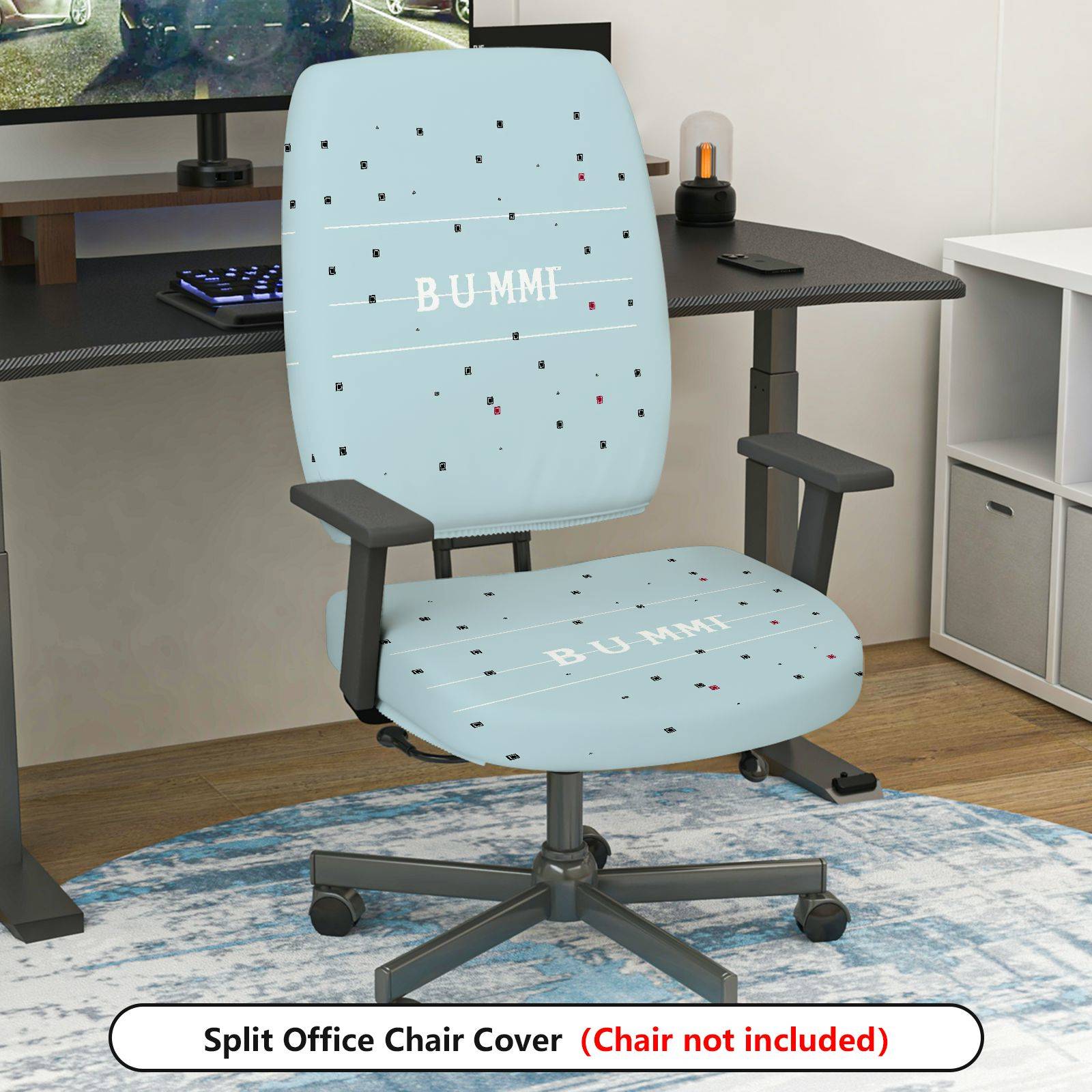2-Piece Geometric Pattern Simple Modern Abstract  Computer Chair Cover Set, Seat and Backrest
