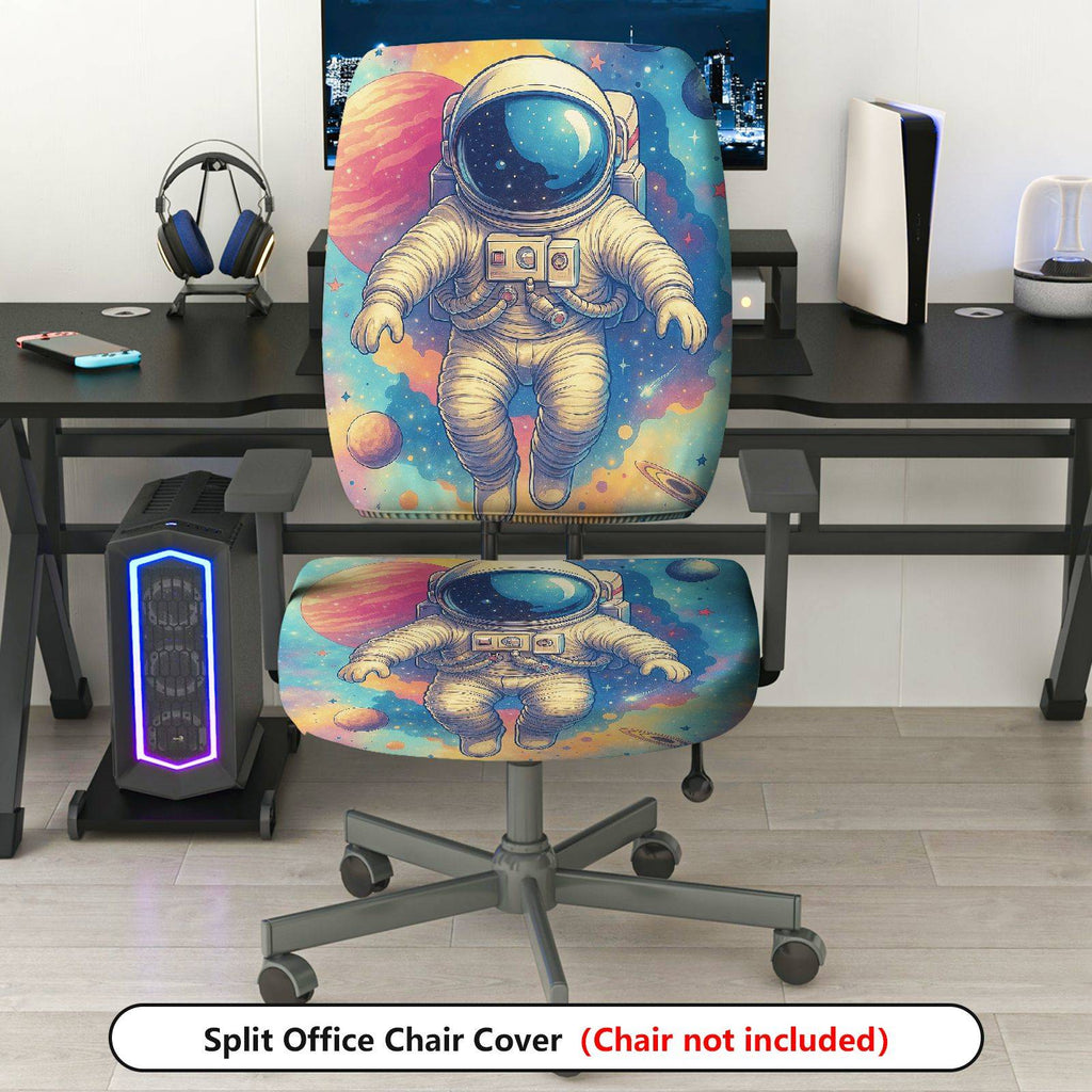 2-Piece Astronaut Space Galaxy Star Universe  Computer Chair Cover Set, Seat and Backrest