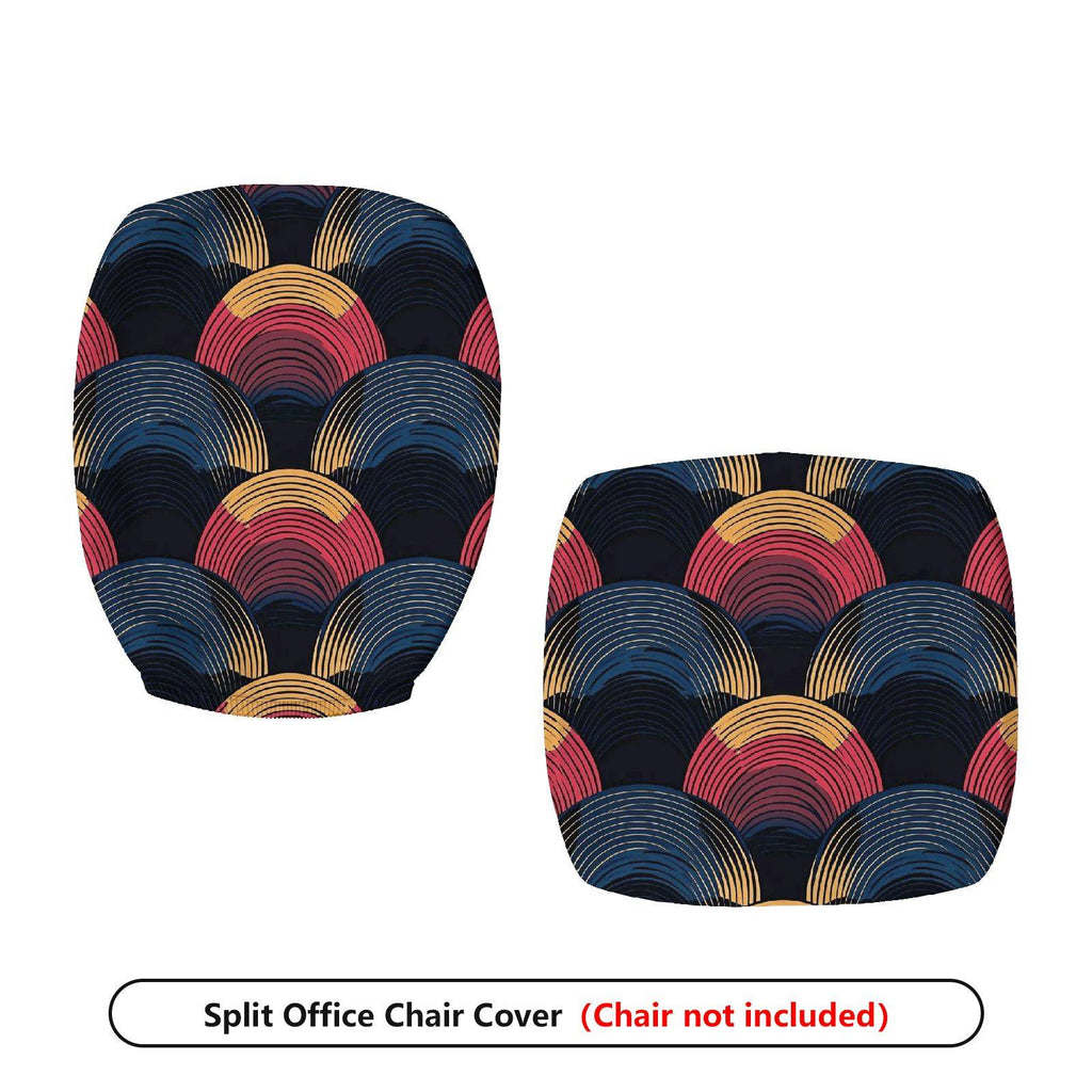 2-Piece Multicolor Geometric Wave Art Design  Computer Chair Cover Set, Seat and Backrest