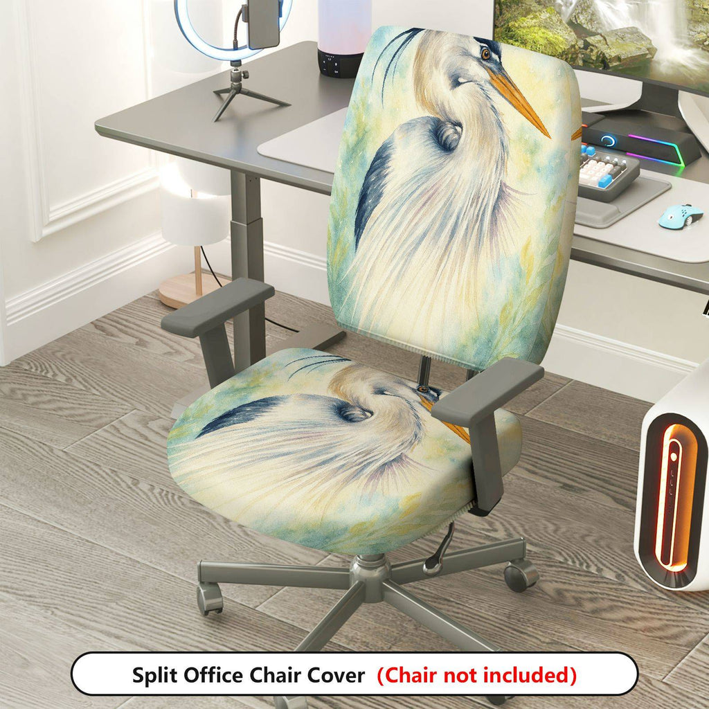 2-Piece Animal Bird Art Elegant Nature  Computer Chair Cover Set, Seat and Backrest