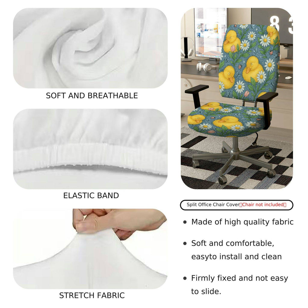 2-Piece Animal Floral Pattern  Computer Chair Cover Set, Seat and Backrest