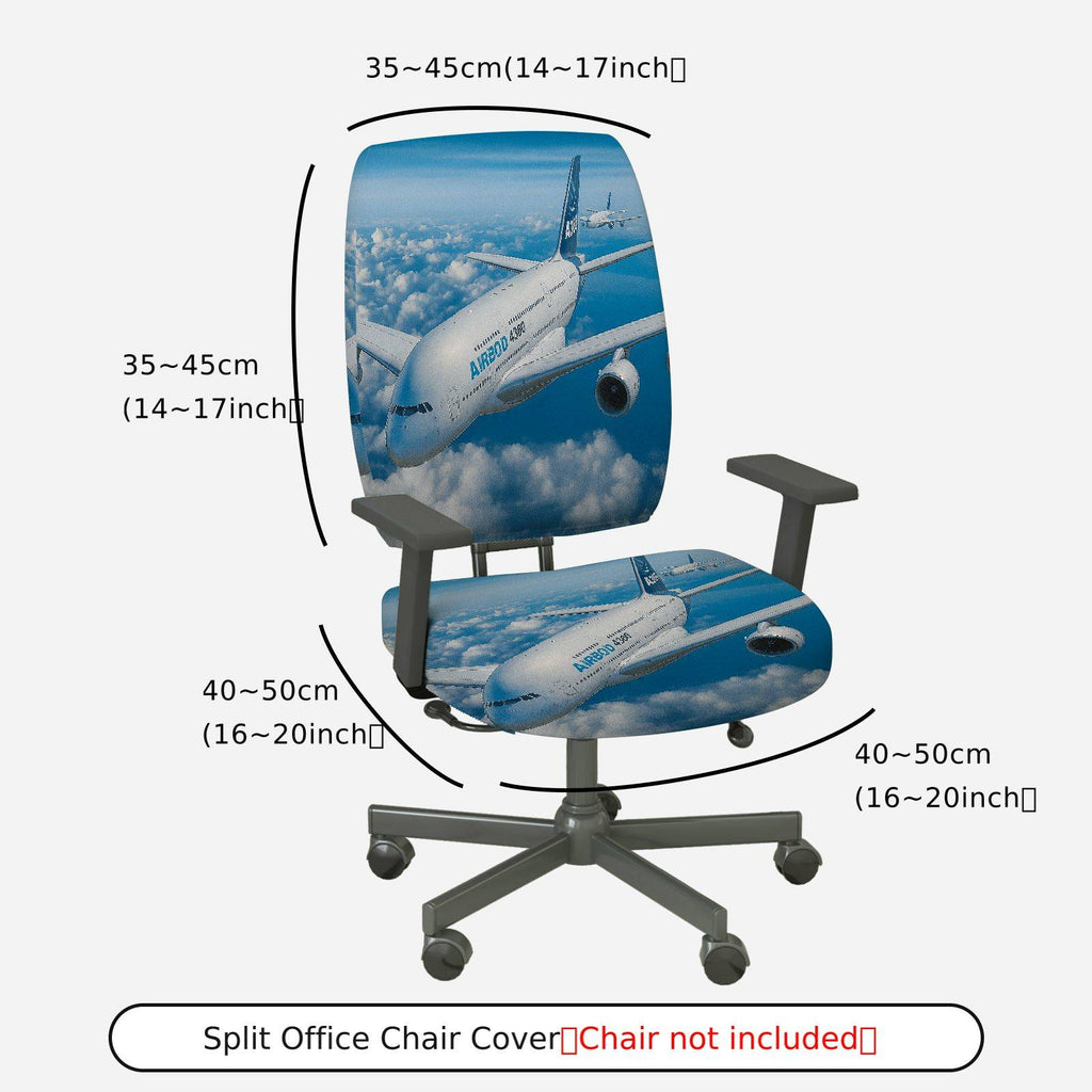2-Piece Airplane Sky Clouds Travel Aviation  Computer Chair Cover Set, Seat and Backrest