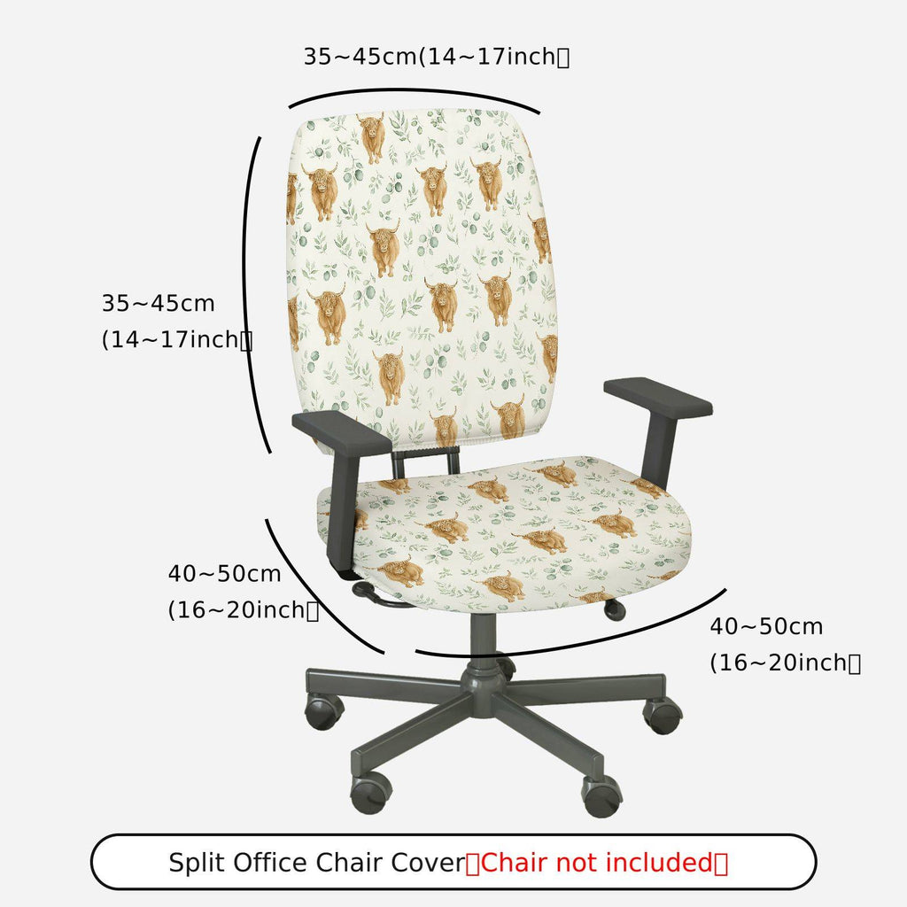 2-Piece Animal Floral Pattern Nature Bull Leaves  Computer Chair Cover Set, Seat and Backrest