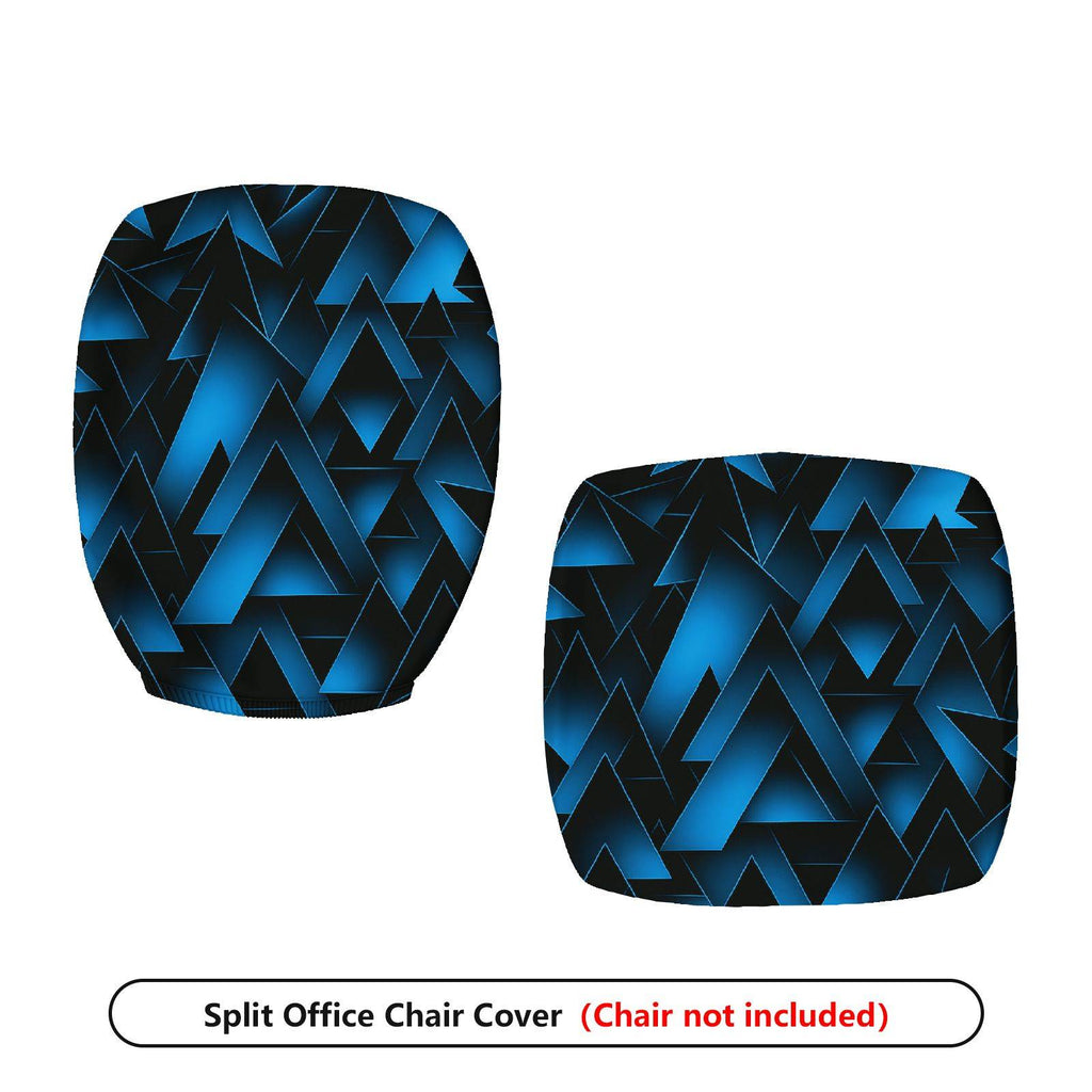 2-Piece Geometric Blue Abstract Triangle Pattern  Computer Chair Cover Set, Seat and Backrest