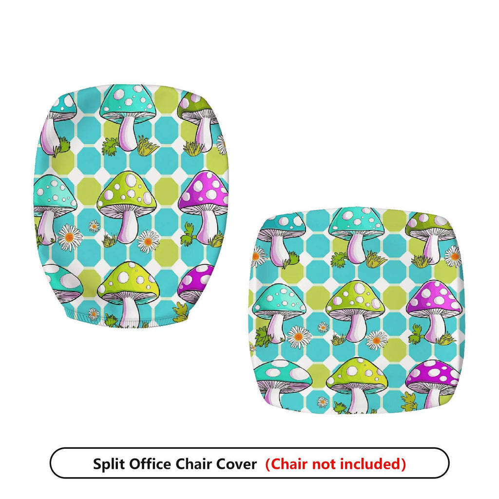 2-Piece Colorful Geometric Mushroom Floral Modern Abstract  Computer Chair Cover Set, Seat and Backrest