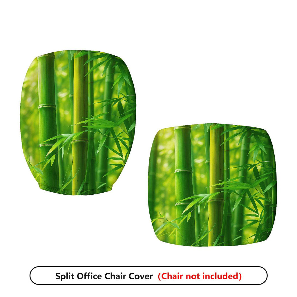 2-Piece Bamboo Grove Green Plant Leaves  Computer Chair Cover Set, Seat and Backrest