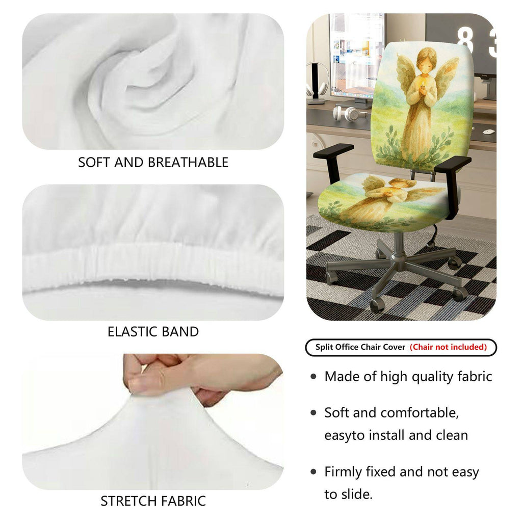 2-Piece Angel Wings Prayer Nature Art  Computer Chair Cover Set, Seat and Backrest
