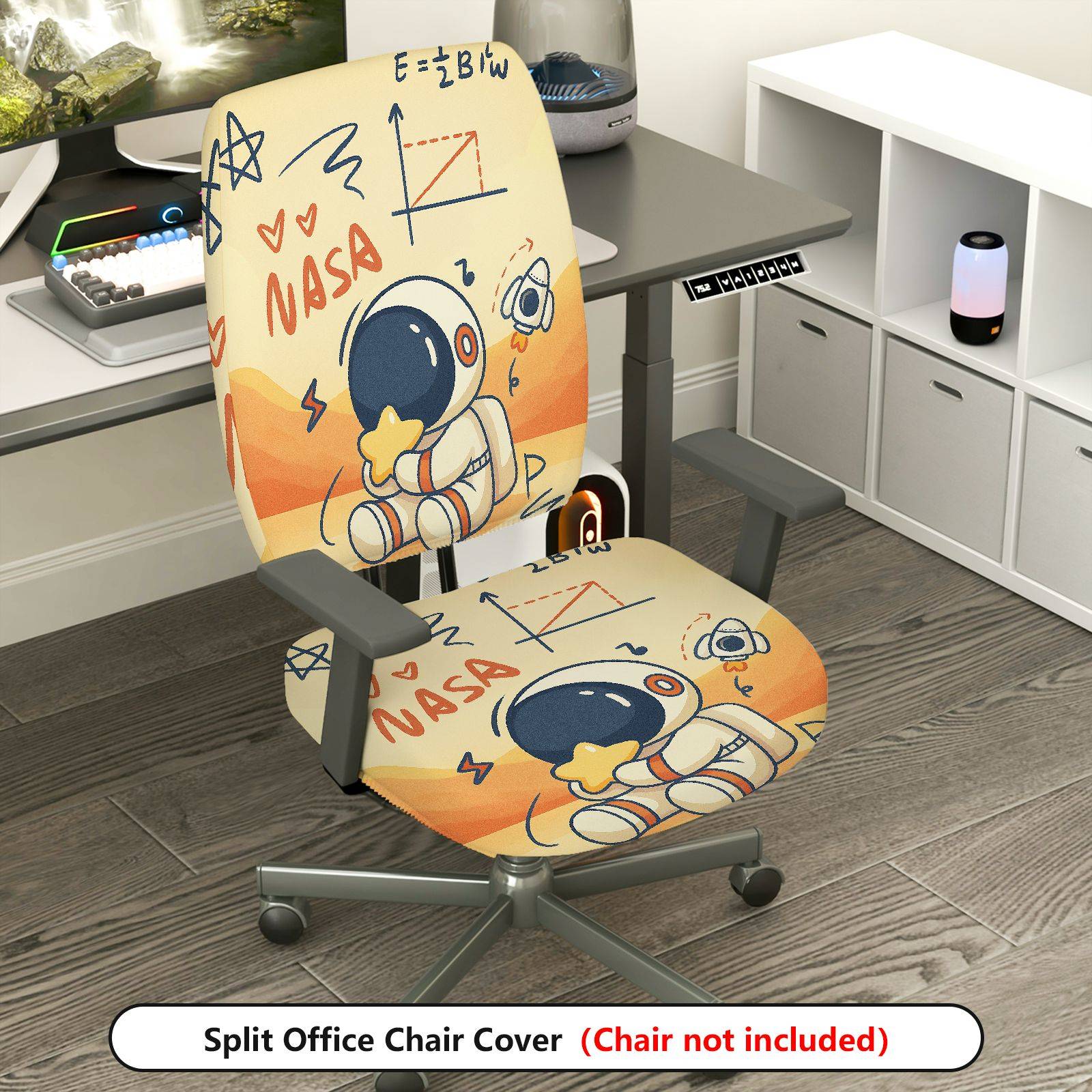 2-Piece Astronaut Space Rocket NASA Star  Computer Chair Cover Set, Seat and Backrest