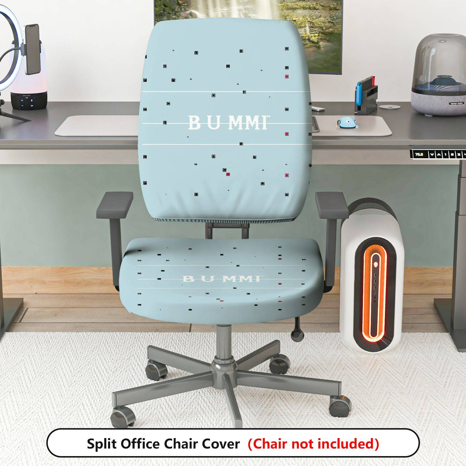 2-Piece Geometric Pattern Simple Modern Abstract  Computer Chair Cover Set, Seat and Backrest