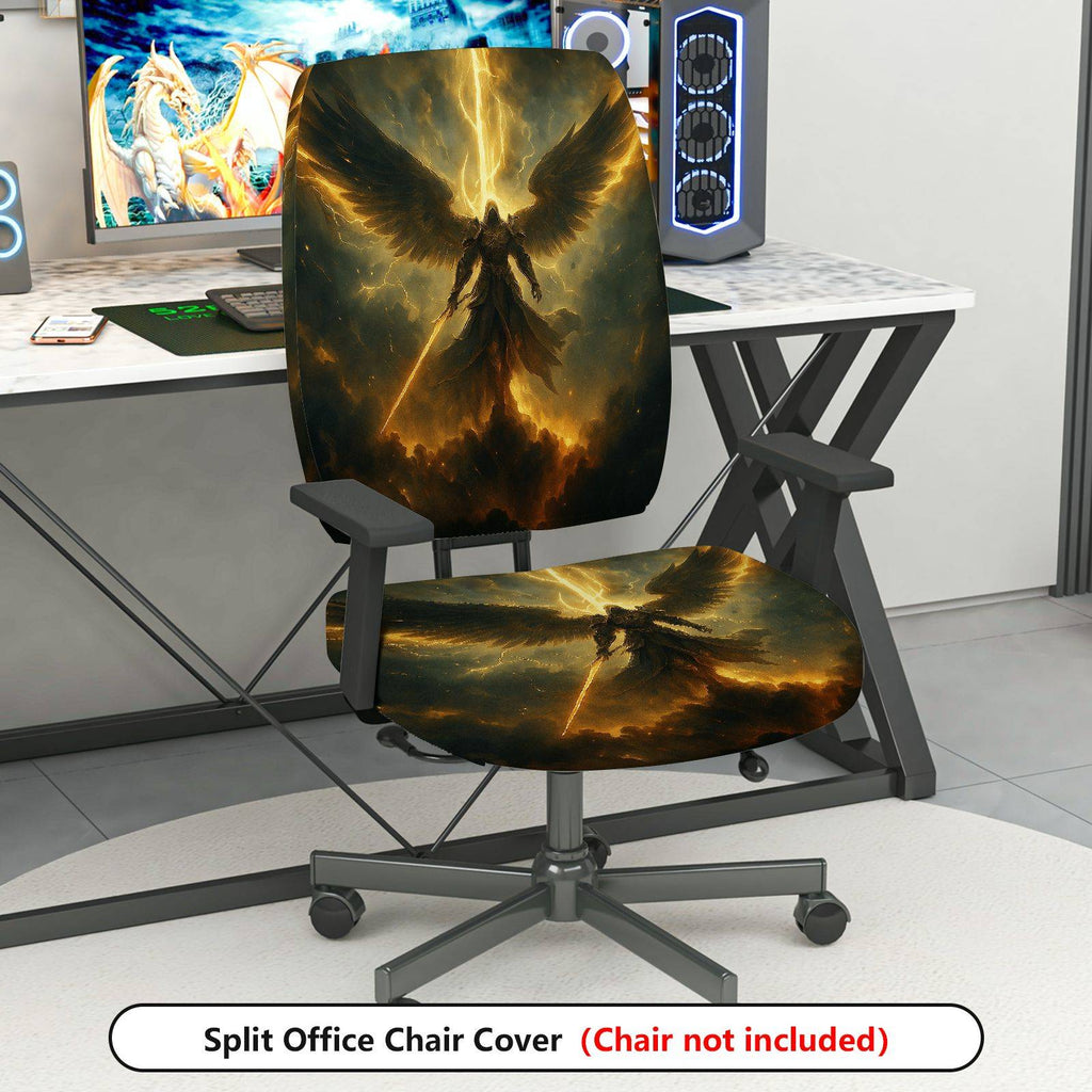 2-Piece Angelic Warrior Fantasy Art Decorative  Computer Chair Cover Set, Seat and Backrest