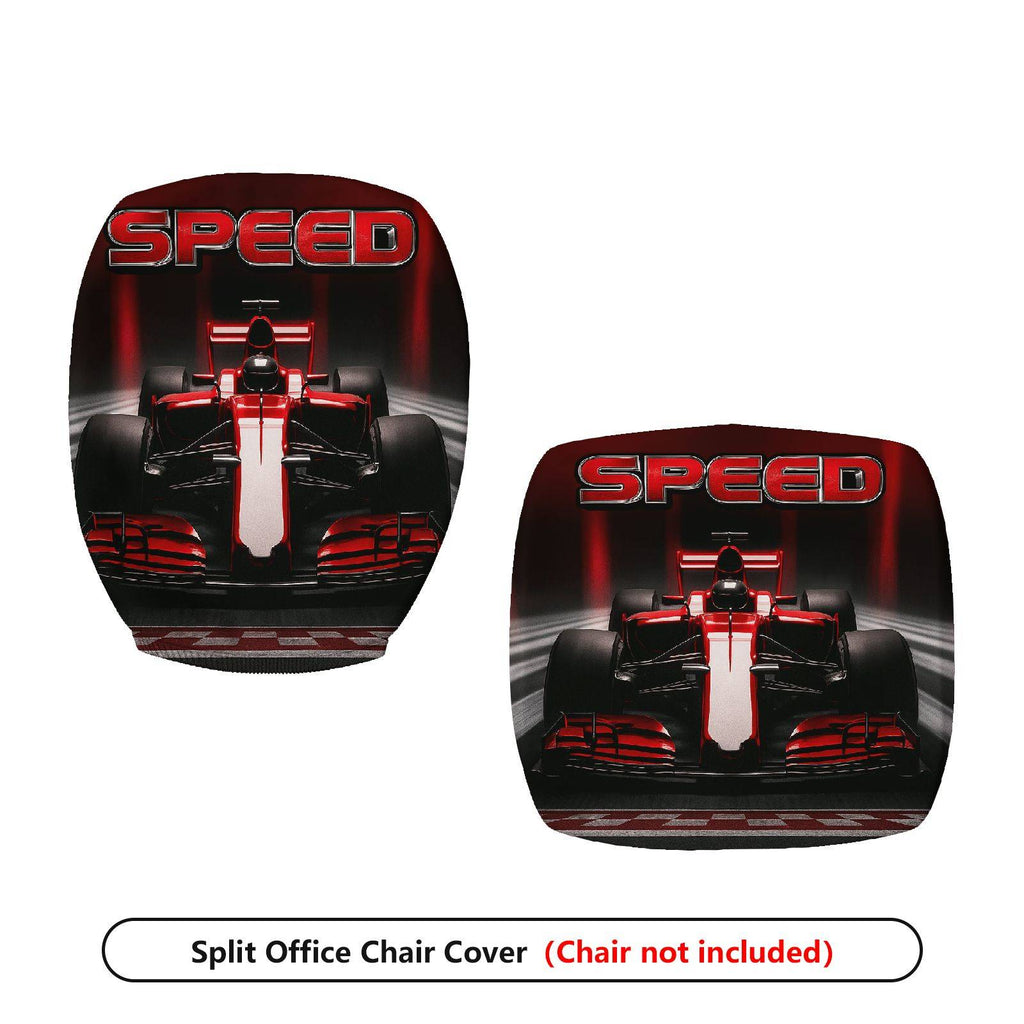 2-Piece Speed Racing Car Style Red Black  Computer Chair Cover Set, Seat and Backrest