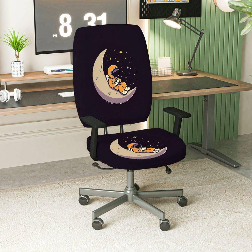 2-Piece Astronaut Moon Starry Night Space Universe  Computer Chair Cover Set, Seat and Backrest